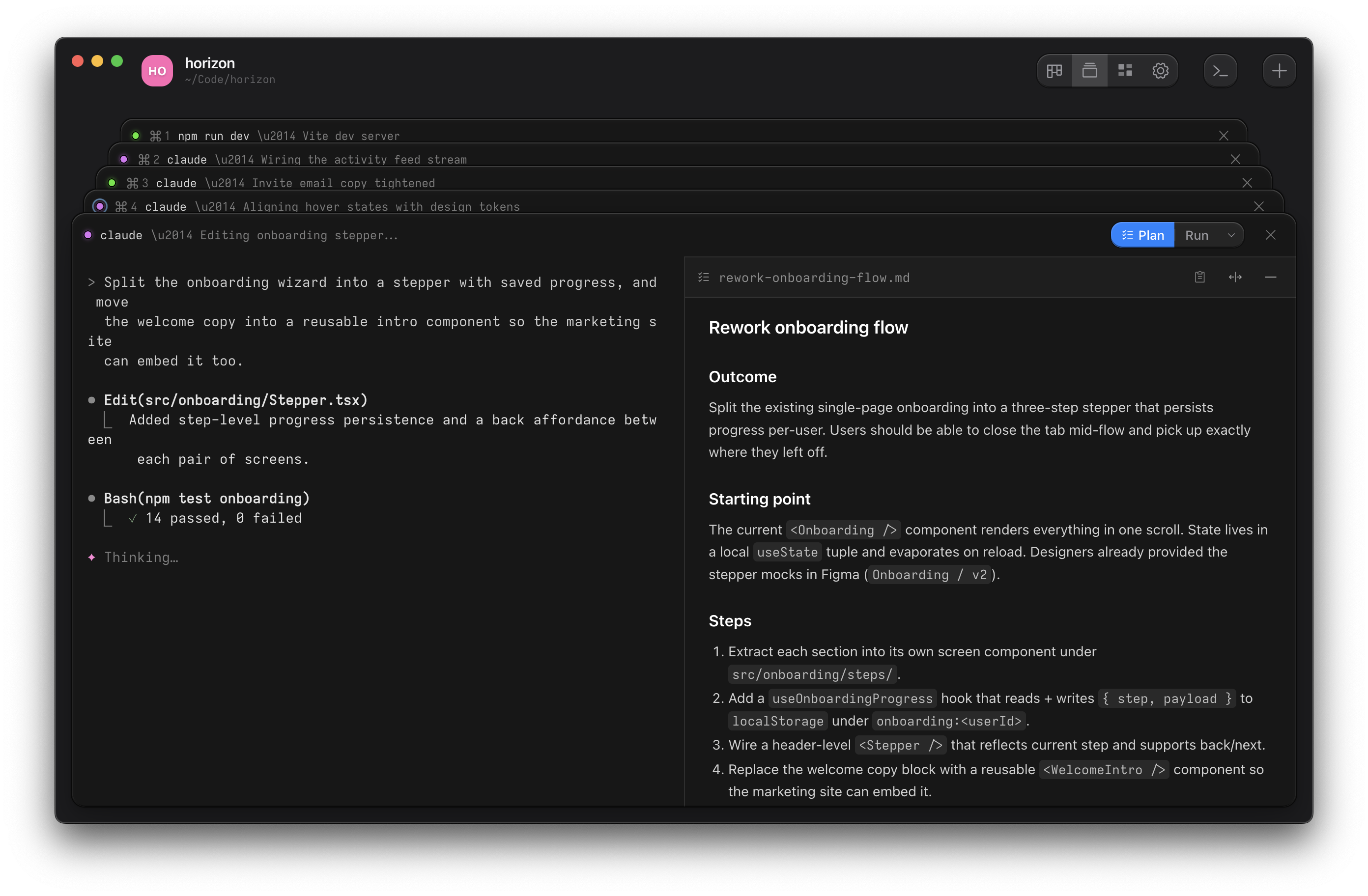 Terminal stack